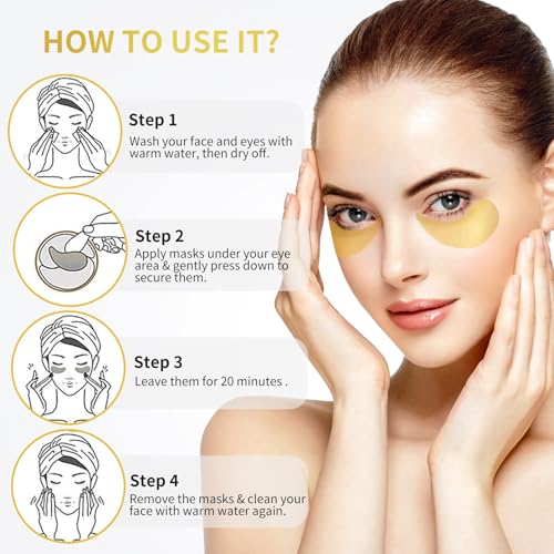 NAZANO 24K Gold Under Eye Patches - 60 Pack Eye Masks - Product Imagery