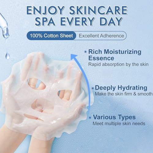 KONEUK 14 Pack Sheet Face Masks Skincare, Hydrating Face Masks - Product Imagery