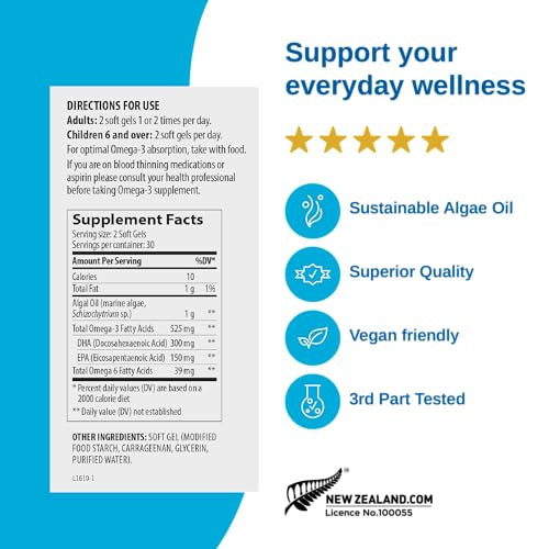 Xtendlife Vegan Omega‑3 DHA & EPA Supplement, 30 Day Supply - Product Imagery
