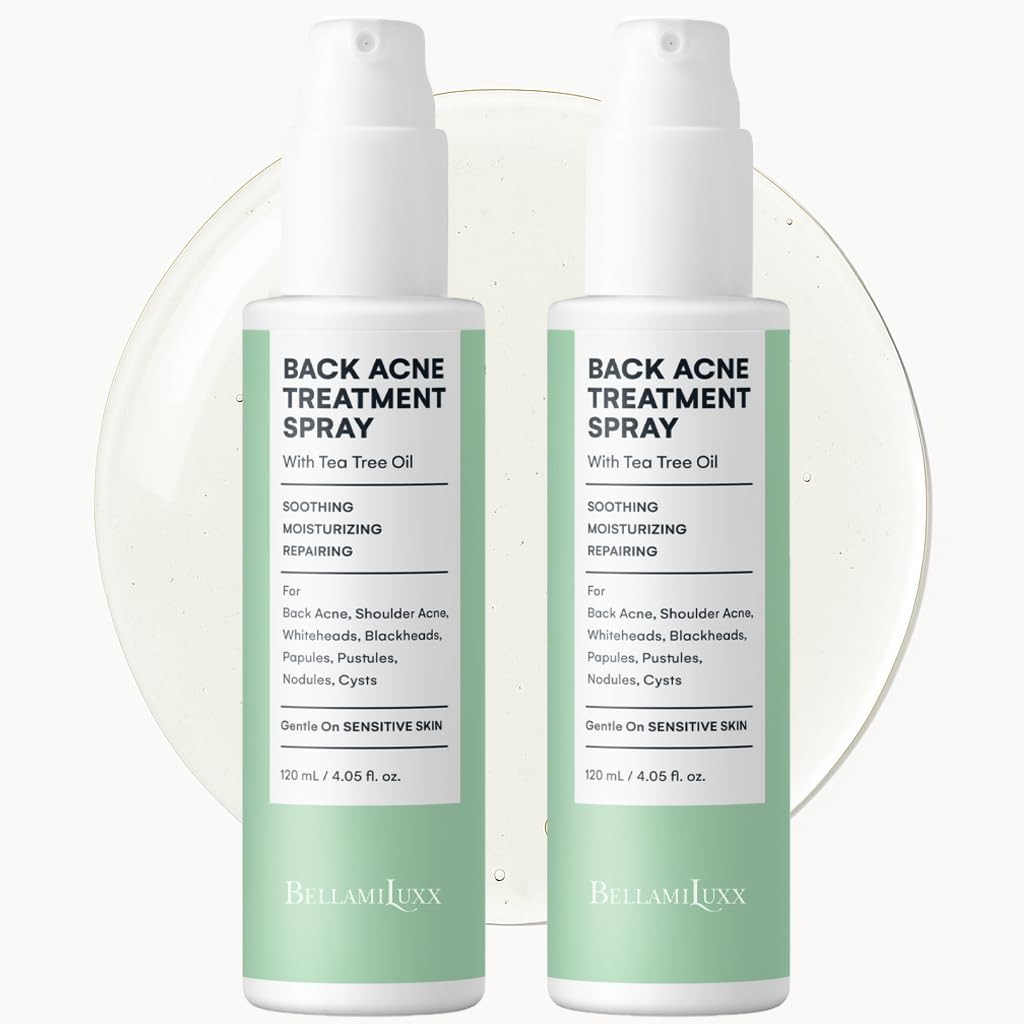 BellamiLuxx Back and Body Acne Treatment Spray: 2% Salicylic Acid & Tea Tree Oil Bacne Spray for Clear, Soothe & Moistur