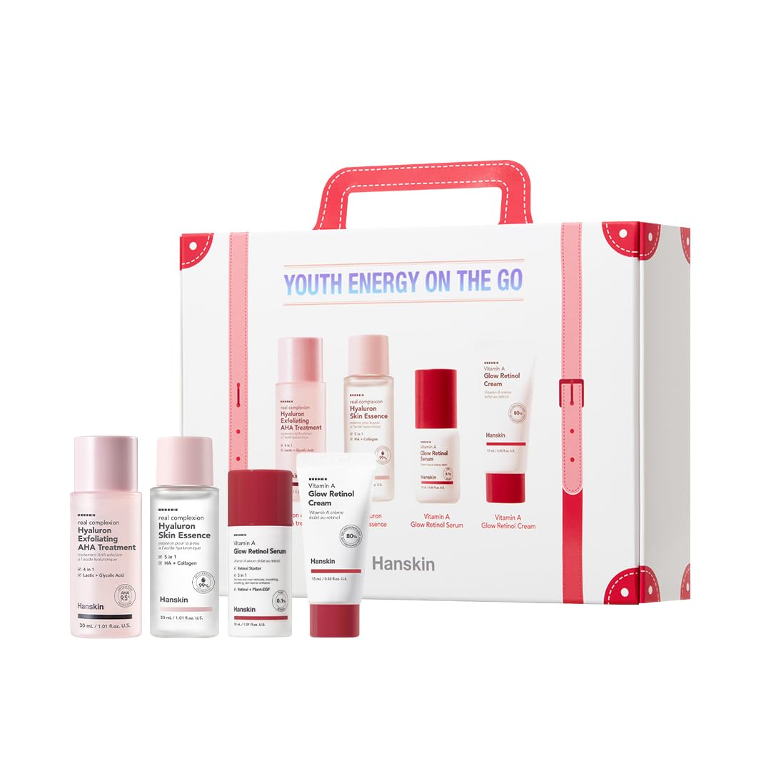 Hanskin Youth Energy On The Go Kit, Retinol & AHA Skincare Set, - Product Imagery