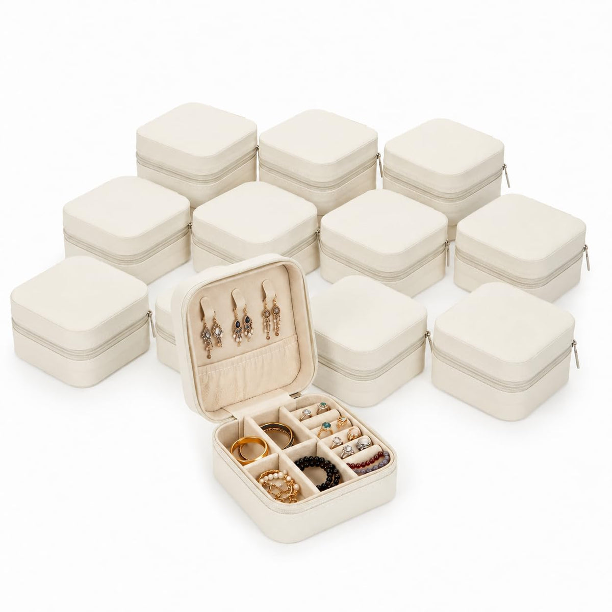 LDHHYH 12 PCS Travel Jewelry Case Small Jewelry Box Mini Leather Jewelry Travel Case Organizer Personalized Jewelry Box 