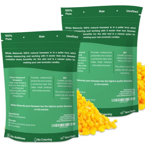 Yellow Beeswax Pellets 2lb (1lb in Each Bag), Pure, Natural, - Product Imagery