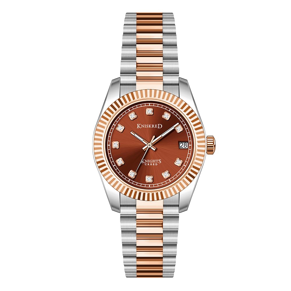 KNISKRED Classic Dress Watch for Women Crystal Accented Dial – Silver
