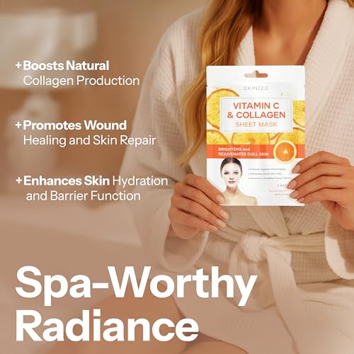 Skin 2.0 Vitamin C & Collagen Sheet Mask - Anti-Aging, Wrinkle & - Product Imagery