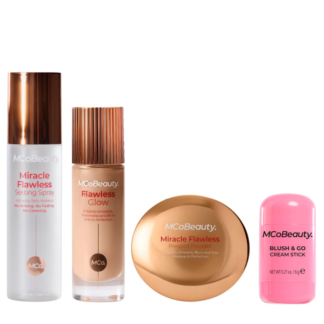 MCoBeauty Setting Spray, Powder, Glow Filter & Blush Set - Hot Pink – product photo (Highlighters &amp; Luminizers)