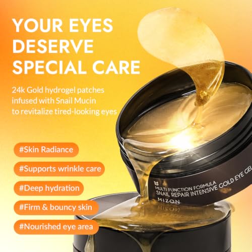 MIZON 24K Gold Snail Mucin Under Eye Patches - Product Imagery