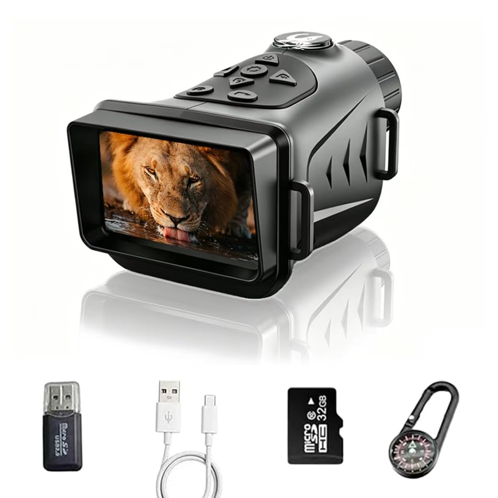 Waaniynan 4K& 66MP Night Vision Monocular, Dual IR Infrared Monocular with 18X Digital Zoom, 3000mAh Rechargeable Batter
