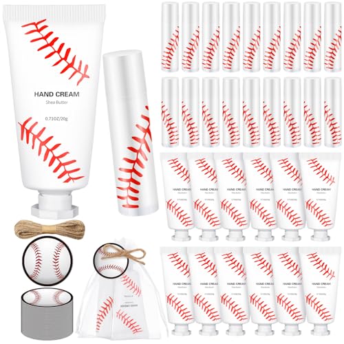 Heigble 144 Pcs Baseball Lip Balm Hand Cream Party Favor Gifts – Red and White