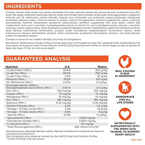 NutriSource Performance Dog Food, Made with Chicken and Rice, - Product Imagery