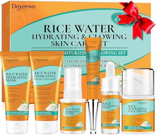 Skin Care Set w/Korean Rice Extract for Hydration,Glow,Repair - Product Imagery