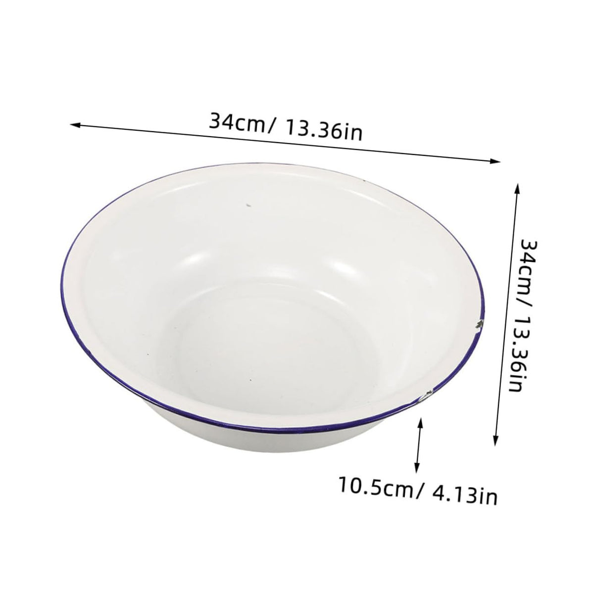 TOGEVAL Vintage White Enamel Foot Bath Basin, Large Capacity 34cm – product photo (Foot Baths &amp; Spas)