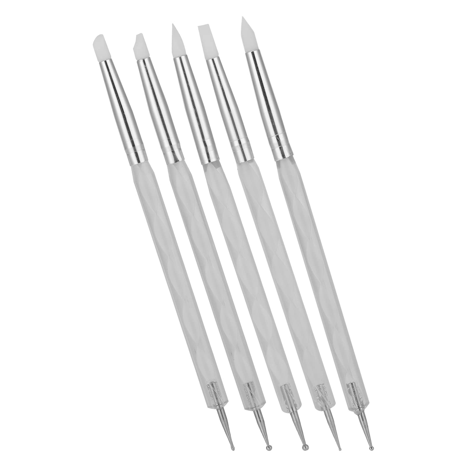 BSTiltion nail art dotting pen set with five white silicone-headed brushes for precise nail polish designs.
