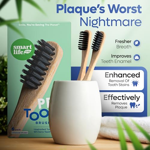 SmartLifeco Charcoal Bamboo Toothbrushes PRO - Extra Soft - Product Imagery