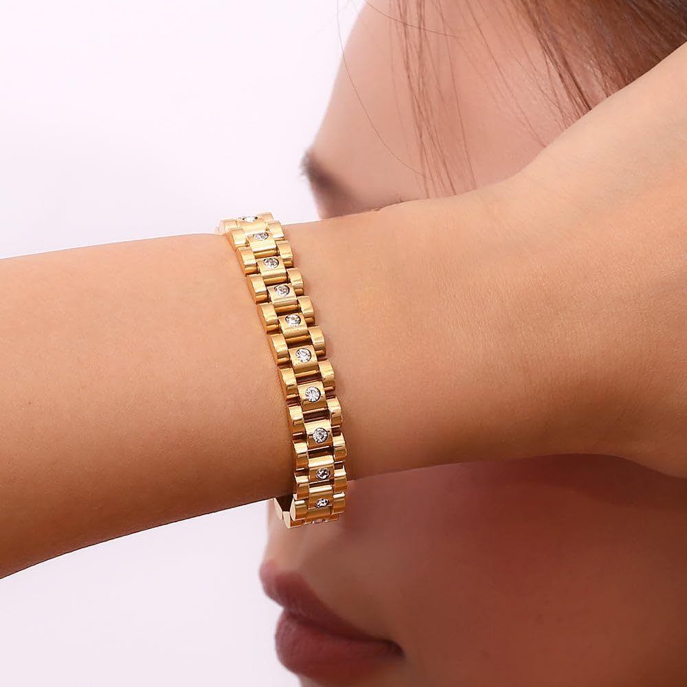 Madornio 18K Gold Plated Stainless Steel Bracelet for Women Non-Tarnish, Waterproof, Chunky Link Chain – Fashion Jewelry