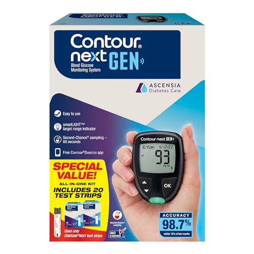 Ascensia CONTOUR NEXT GEN Blood Glucose Monitor All in One Kit + - Product Imagery