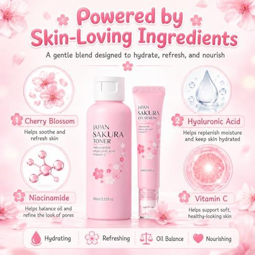 Japan Sakura Skincare Kit Gifts For Teen Girls - Gentle & - Product Imagery