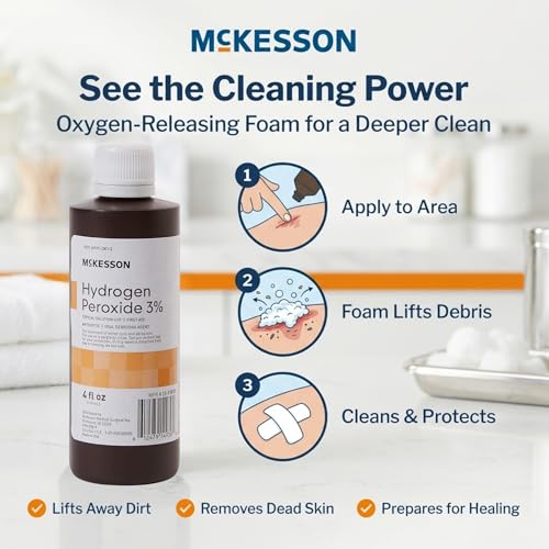 McKesson Hydrogen Peroxide 3%, 4 oz [Pack of 1] Topical Solution - Product Imagery