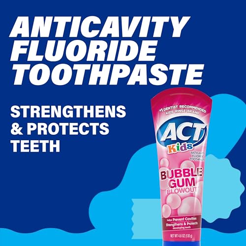 ACT Kids Anticavity Fluoride Toothpaste, Bubble Gum Blowout, 4.6 - Product Imagery