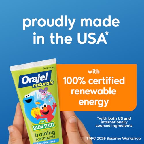 Orajel Naturals Sesame Street Kids Fluoride-Free Toothpaste, - Product Imagery