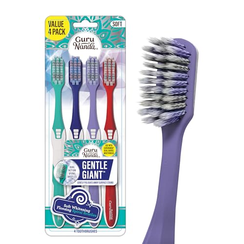 GuruNanda Gentle Giant Toothbrush with Dual Action Flossing - Product Imagery