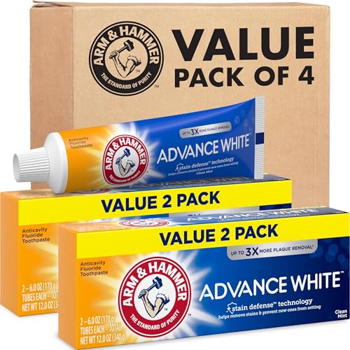 ARM & HAMMER Advance White Toothpaste, Clean Mint, 6.0 oz, 4-Pack - Product Imagery