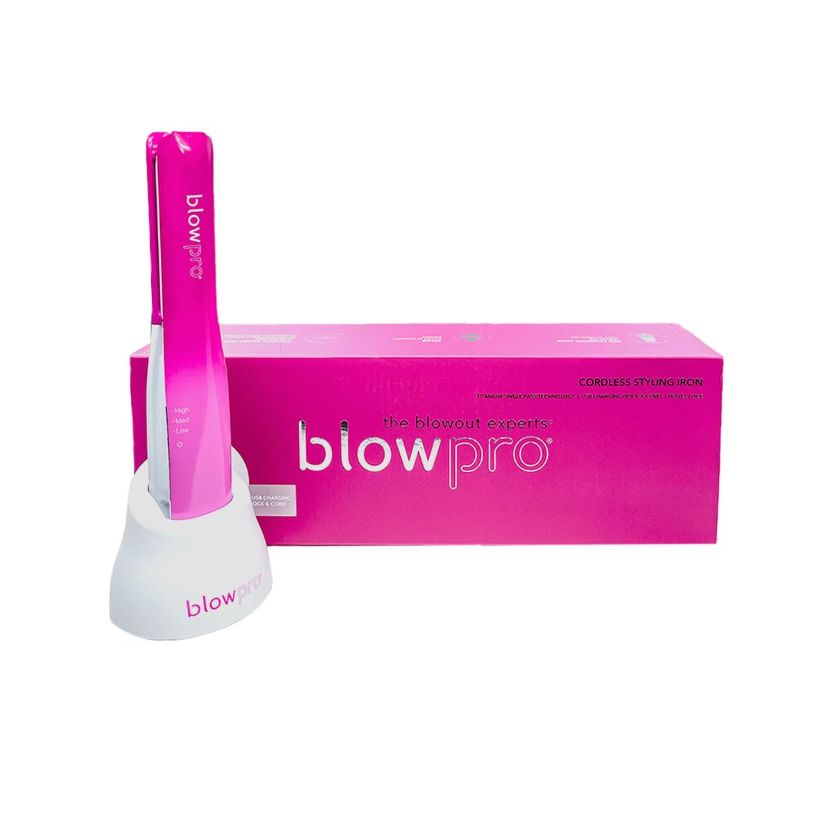 blowpro Cordless Styling Iron, Made to Travel, USB Rechargeable Iron, 1" Titanium Plates, 35 min of Cordless Styling