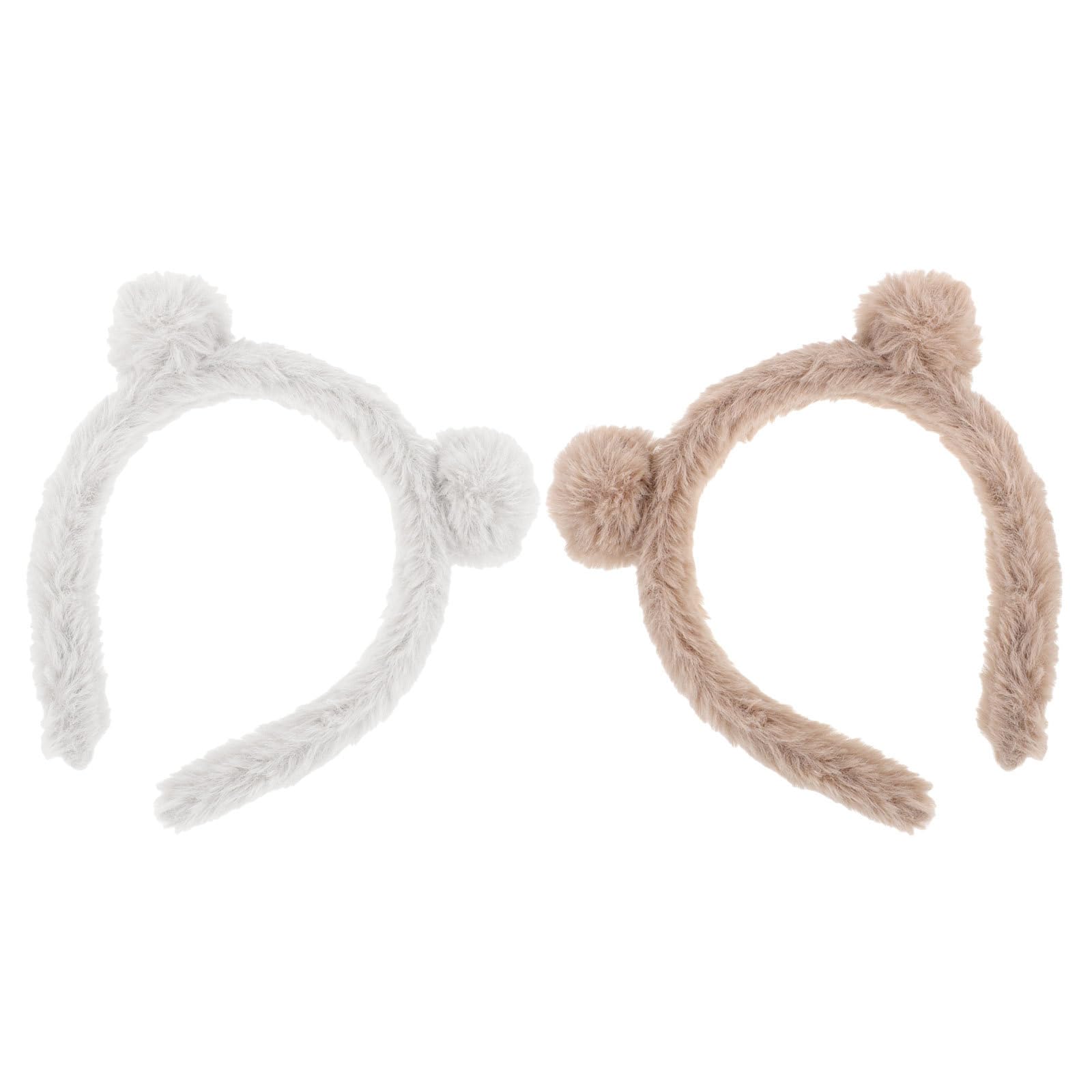 Yardwe Plush Bear Ears Headband Cute Fluffy Hairband 2pcs for Women