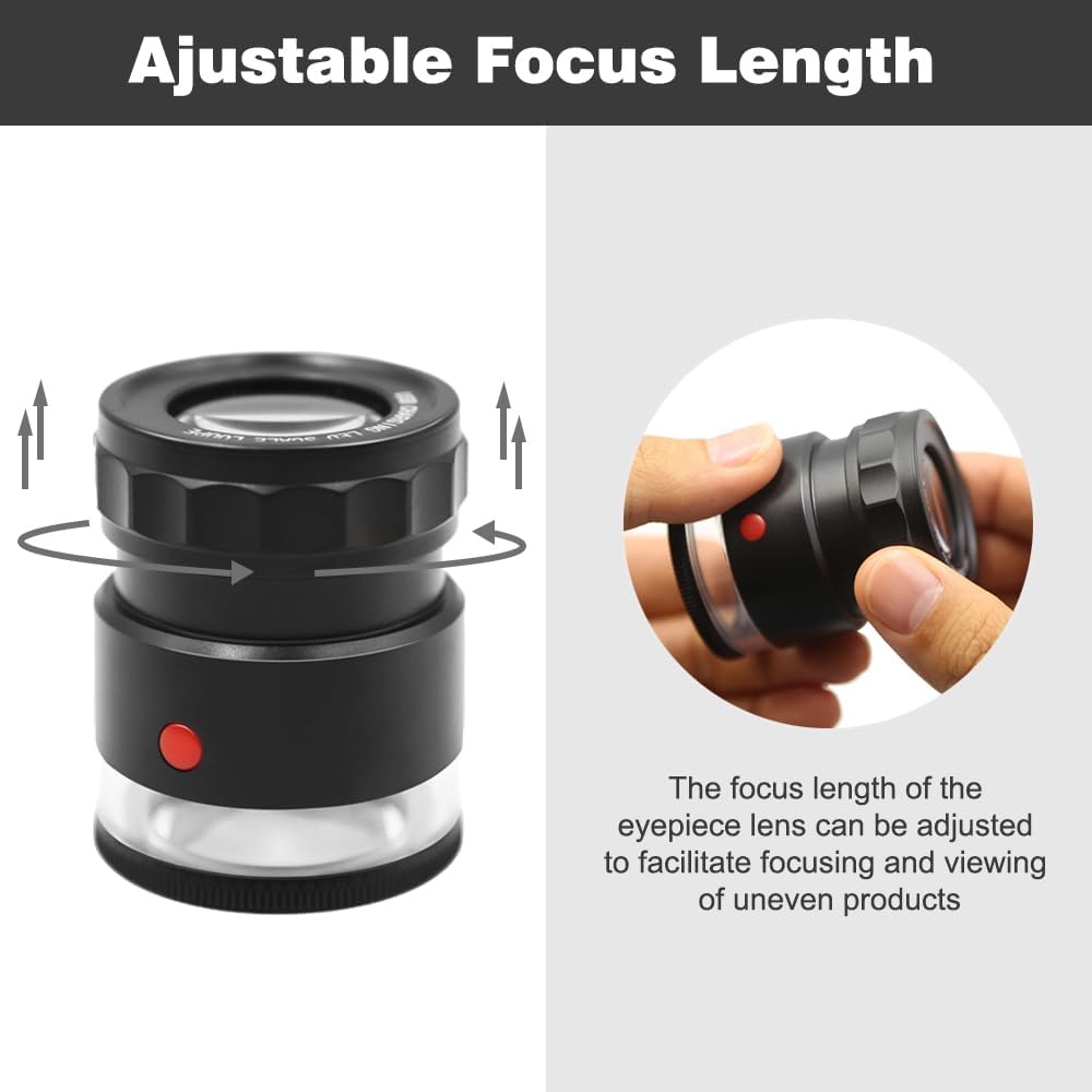 Koparneed Rechargeable Loupe 10x Jewelers Loupe Magnifier with UV and LED Lights, Led Eye Loop Adjustable Focus Jewelry 