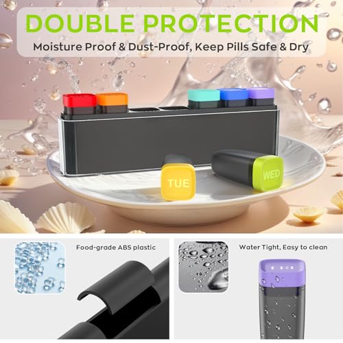 HIONXMGA Weekly Pill Organizer, Detachable 7-Color Pill Box, - Product Imagery
