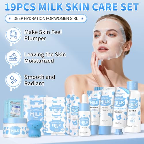 19PCS Milk Skincare for 10-12 Kids Girls Gift Set, Moisturizing - Product Imagery