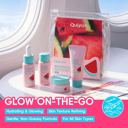 QUIYUM Watermelon Niacinamide Travel Kit – 4 Pcs Skincare Set - Product Imagery