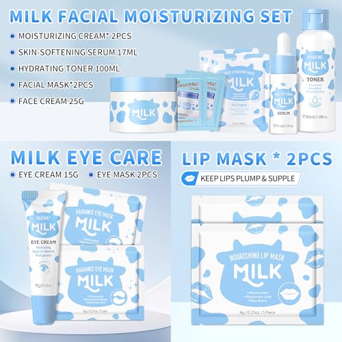 19PCS Milk Skincare for 10-12 Kids Girls Gift Set, Moisturizing - Product Imagery
