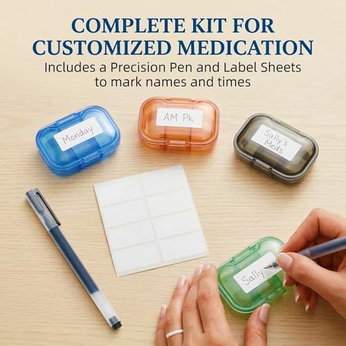 3 Pack 3 Compartment Small Pill Box, Portable Pill Case for - Product Imagery