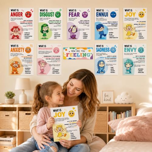 10PCS How Are You Feeling Posters for Classroom Mental Health - Product Imagery