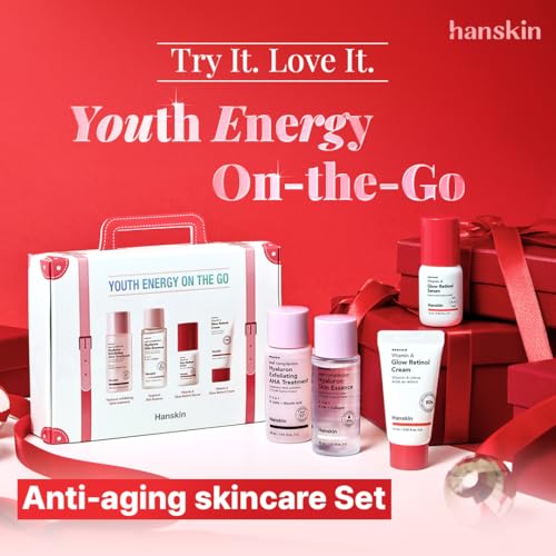 Hanskin Youth Energy On The Go Kit, Retinol & AHA Skincare Set, - Product Imagery