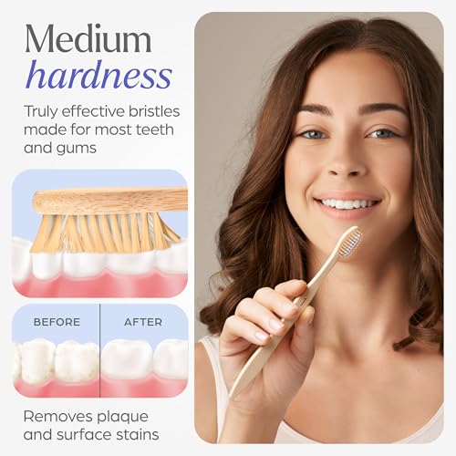 VIVAGO Bamboo Toothbrushes - Medium Bristles Toothbrushes for - Product Imagery