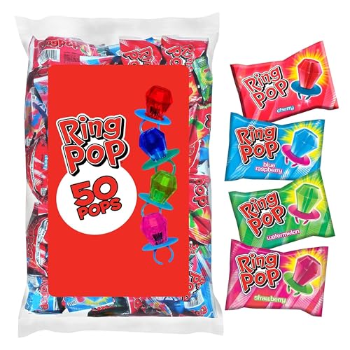 Ring Pop Halloween Candy Lollipops, 50 Count, Bulk Assorted Party Favors