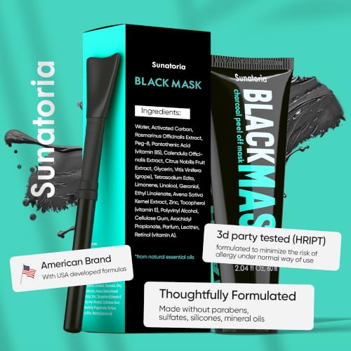 SUNATORIA Charcoal Black Peel Off Face Mask, Blackhead Pore - Product Imagery