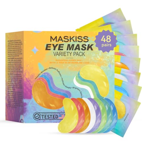 Maskiss Under Eye Patches Variety Pack (48 Pairs), Eye Masks for Dark Circles Puffy Eyes With 8 Colors (6 Pairs/Color), 