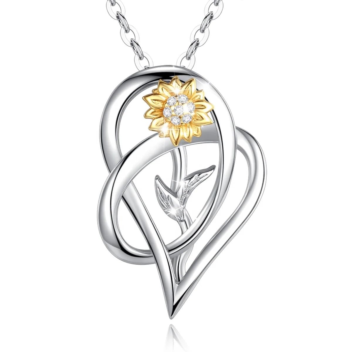 CCJM Sunflower Necklace, S925 Sterling Silver 18K Gold Plated Pendant – Gold