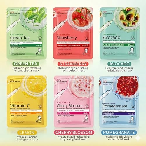 30-Piece Hydrating Face Masks Bulk, Sheet Masks for Skincare - Product Imagery