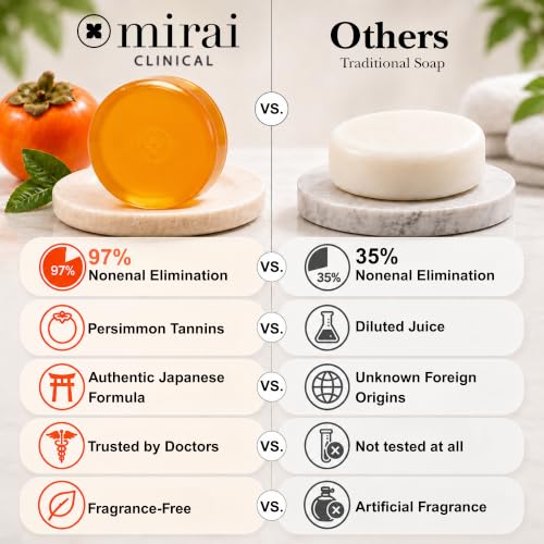 Mirai Clinical Persimmon Soap for Old People Smell,Nonenal® Odor - Product Imagery