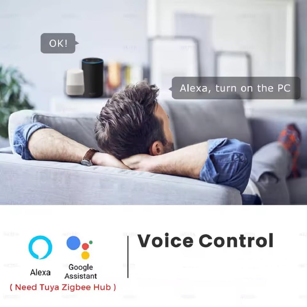 MHCOZY Zigbee Remote Desktop On Off Power Switch,Tuya app Remote with Child Lock Timing Function,Compatible with Alexa(T