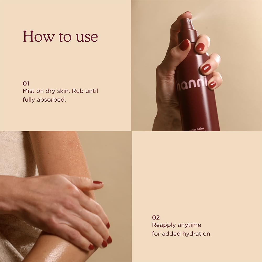 HANNI Water Balm Instant Hydration Body Mist, 200 mL / 6.76 fl oz – packaging and label