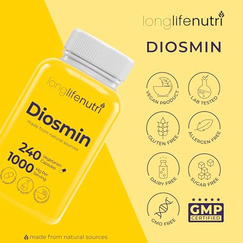 Diosmin 1000mg Advanced Formula - 240 Capsules for Circulatory - Product Imagery