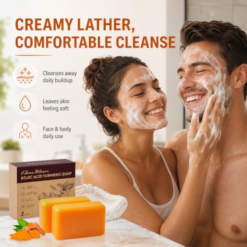 Kojic Acid Soap, Turmeric Soap Bar for Dark Spots Brightening & - Product Imagery