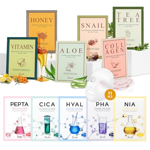 11 Combo Pack A+B Vital & Essential Face Mask Sheet 11 Types - Product Imagery