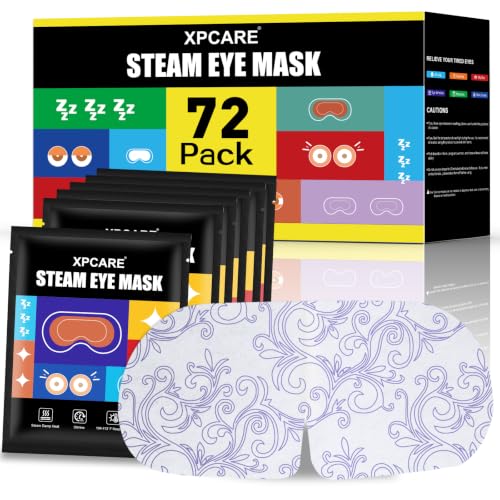 XPCARE 72 Pack Steam Eye Mask Disposable for Dry Eyes Cornea Care-Unscented – Unscented, 1 Count (Pack of 72)
