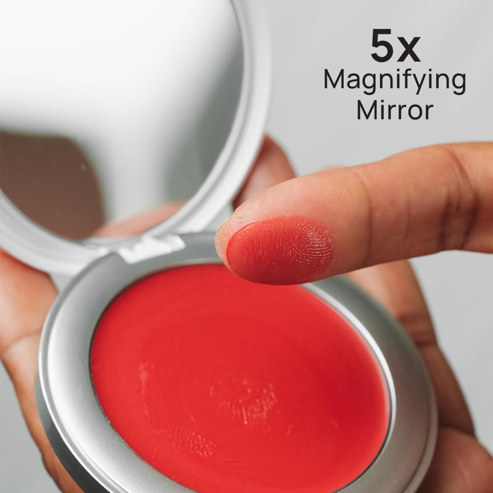 MYNE Beauty Haute Flash Cream Blush & Lip Tint with 5x Magnified Mirror, Hydrating Buildable Face Makeup for All Skin To